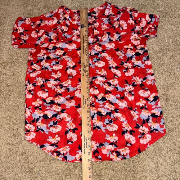 Cynthia Rowley red floral flowy lightweight blouse size M - Picture 10 of 10